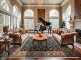 10' x13' 4'' Teal Beige Taupe Color Hand Knotted Persian Wool and Silk Traditional Oriental Rug
